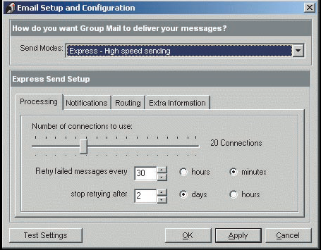 impostare il numero massimo di connessioni da utilizzare per l'invio dei messaggi
