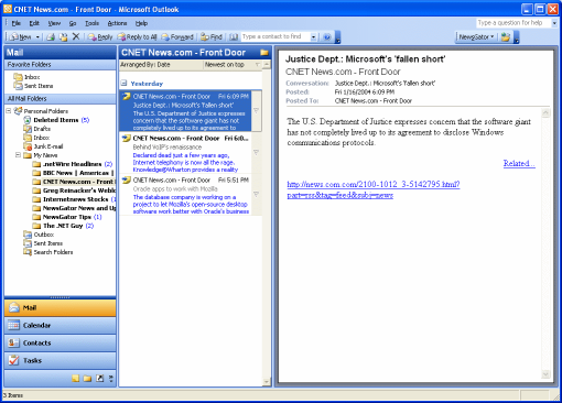 interfaccia principale della versione per Outlook